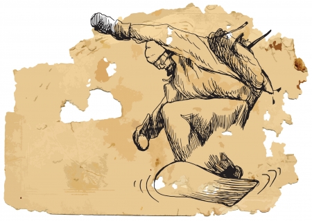 Snowboarder  Vintage processing のイラスト素材