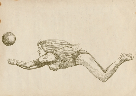 Volleyball player  Beach volleyball   Full-sized  original  hand drawing の写真素材