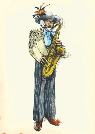 Saxophone player - Fabulously beloved grandfather  のイラスト素材