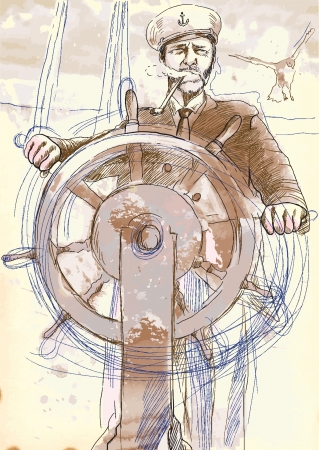 sea captain, the leader - a hand drawn illustration converted into vectorのイラスト素材