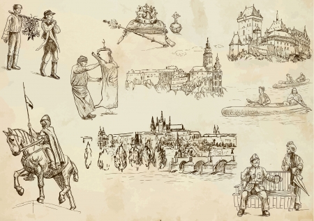 Czechoslovak collection hand drawingsのイラスト素材