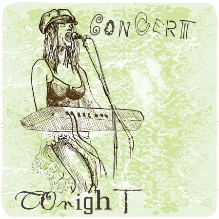 Keyboard player - An hand drawn illustrationのイラスト素材