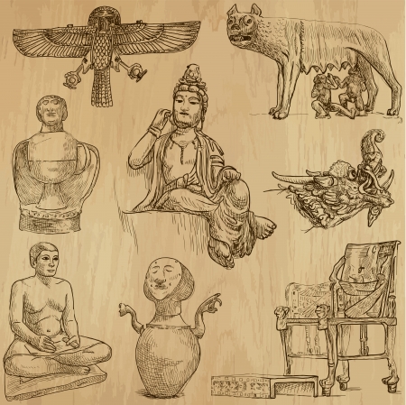 Native and Old Art around the World - 3のイラスト素材