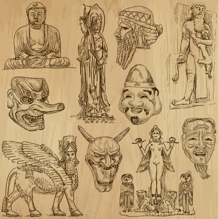 Native and Old Art around the World - 5のイラスト素材