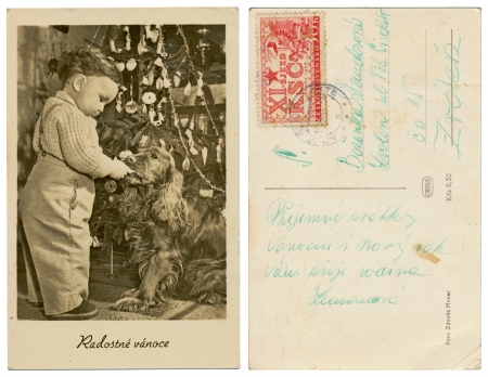 PRAGUE, CZECHOSLOVAKIA, CIRCA 1925 - Merry Christmas - Zdenek Menec - Circa 1920のeditorial素材