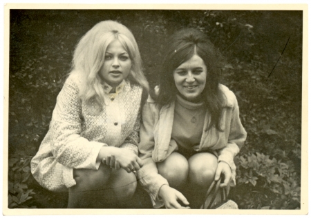 Girlfriends in the park - circa 1965 の写真素材