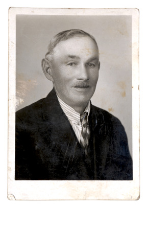 an old man, senior with mustache - circa 1940の写真素材