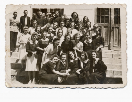 classmates  especially girls  - circa 1945の写真素材