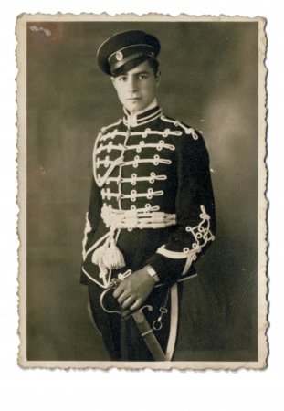young officer portrait - vintage photo scan - about 1950の写真素材