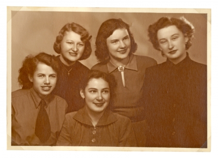 PRAGUE, CZECHOSLOVAKIA, CIRCA 1945 - group of young girlfriends - circa 1945