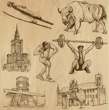 Traveling series  POLAND  set no 2  - Collection of hand drawn illustrations  originals, no tracing  into vector collection のイラスト素材