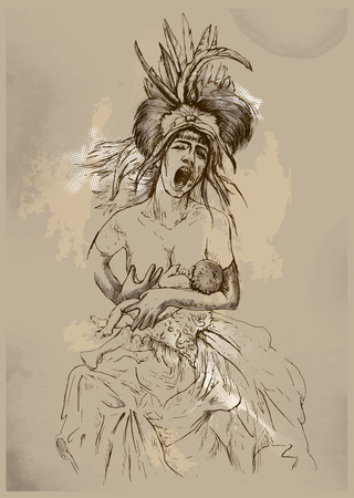 Screaming Madonna and her baby. のイラスト素材