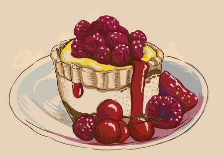 Illustration in vintage style of a Candy and Sweets topic. Description: Editable in four layers, two layers of lines and colored backgrounds.のイラスト素材