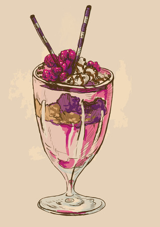 Illustration in vintage style of a Candy and Sweets topic. Description: Editable in four layers, two layers of lines and colored backgrounds.のイラスト素材