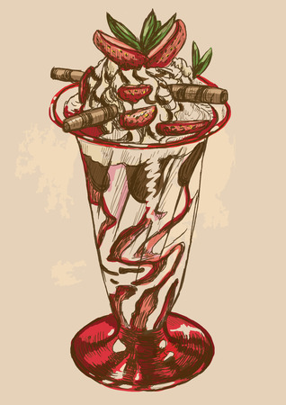 Illustration in vintage style of a Candy and Sweets topic. Description: Editable in four layers, two layers of lines and colored backgrounds.のイラスト素材