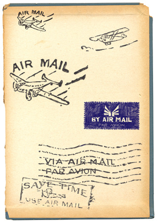 Several stamps of old air mail (Orignal - no scans - hand drawn). Full sized hand drawn illustrations.の写真素材