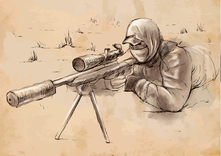 An hand drawn (converted) vector illustration - Shooter (Sniper)のイラスト素材