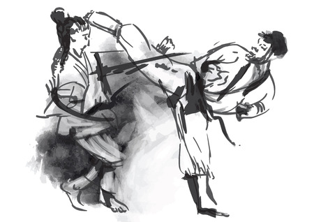 An hand drawn converted in calligraphic style from series Martial Arts  KARATEのイラスト素材