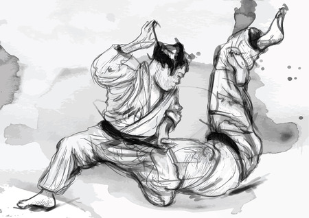 An hand drawn illustration from series Martial Arts: JUDO.のイラスト素材