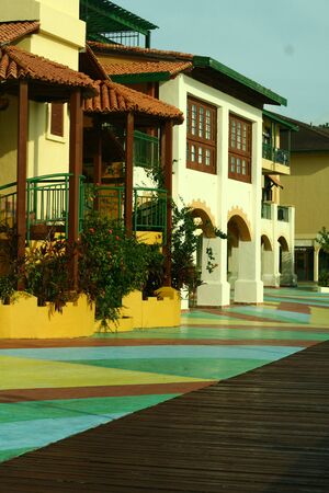 Double stories terrace beach housesの写真素材