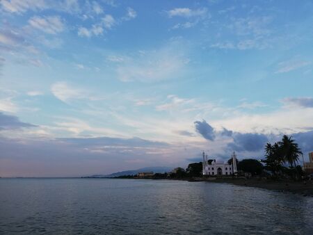 Sunset at the beach on the islandの写真素材