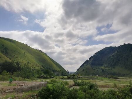 The valley between the gate of two mountainsの写真素材