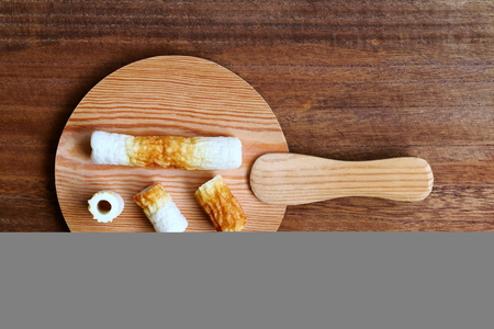 Fish sausage. Dish of fan type.の写真素材