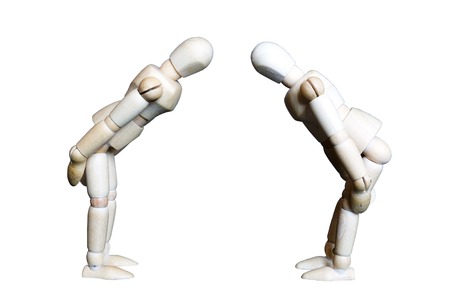 take a bow. make a polite bow.の写真素材