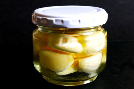 Oil pickled garlicの写真素材