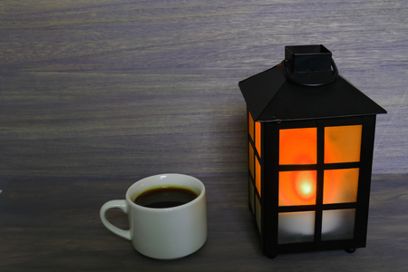 Lantern light and Coffeeの写真素材