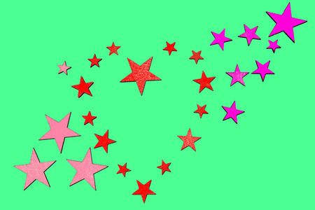 Heart drawing with wooden star type.の写真素材