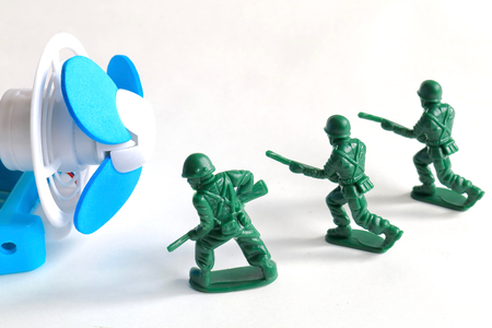 Portable fan and soldierの写真素材