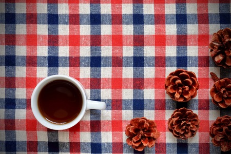 Coffee and Pine coneの写真素材