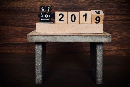 Projector on table and 2019の写真素材