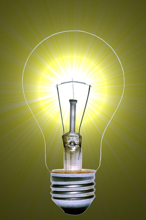 Synthesis of light bulb and lightの写真素材