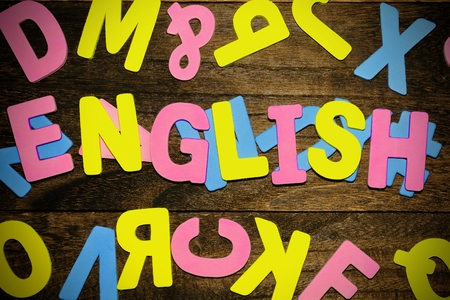 alphabet on wooden backgroundの写真素材