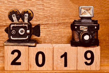 Camera and projector and 2019 / All mass-produced goods.の写真素材