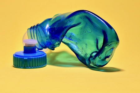 Bottle deformed at high temperaturesの写真素材