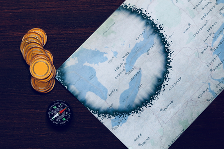 Discovery / Toy of gold coins, maps and self-made