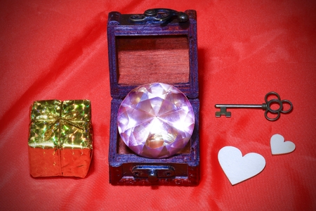 Gifts with key on redの写真素材