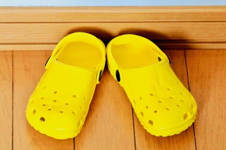 Yellow sandalsの写真素材
