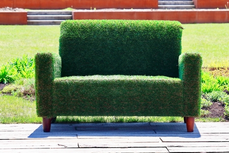 Green sofa background.の写真素材
