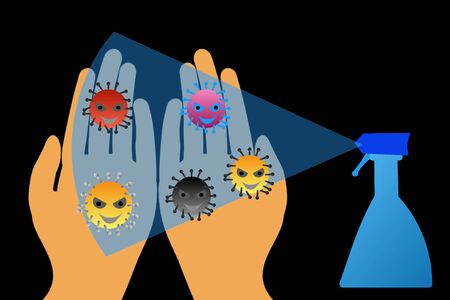 Alcohol disinfection of viruseの写真素材