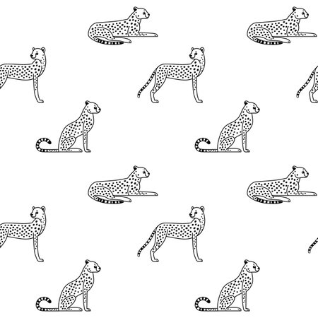Cartoon cheetah - simple trendy pattern with animal. Flat vector illustration for prints, clothing, packaging and postcards.のイラスト素材