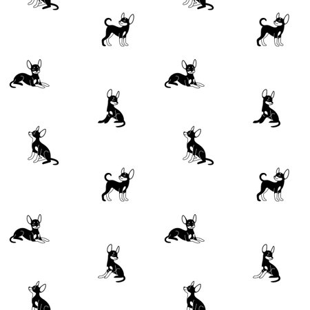 Cartoon happy character - trendy seamless pattern with toy Terrier. Flat vector illustration.のイラスト素材