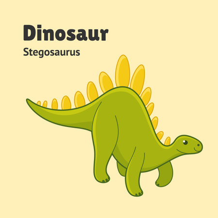 Cartoon dinosaur - stegosaurus. Cute character for kids. Vector illustration in cartoon style.のイラスト素材