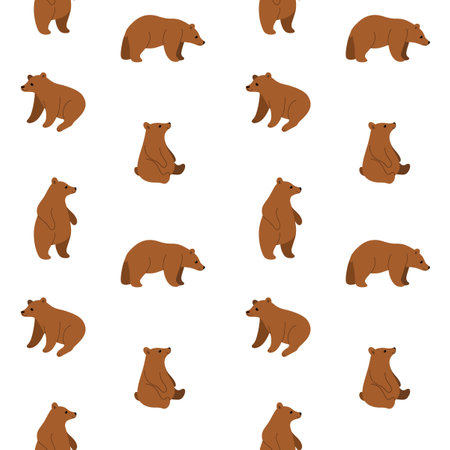 Cartoon character - simple trendy seamless pattern with bear. Flat vector illustration.のイラスト素材