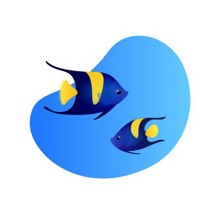 Vector illustration with arabic angelfish. Vector illustration in colorful style.のイラスト素材
