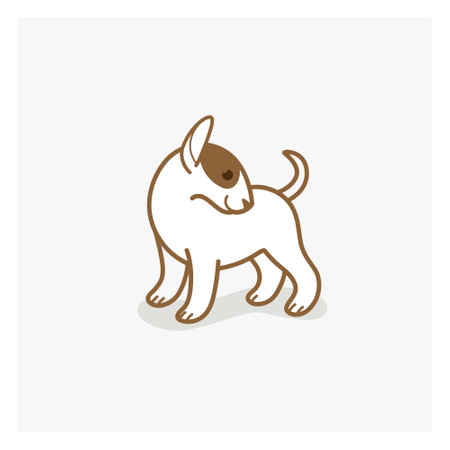 bull terrier. Cute dog character. Vector illustration in cartoon style for poster, postcard.のイラスト素材