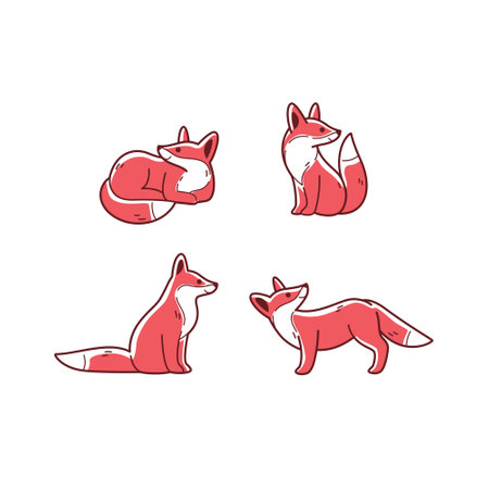 Cartoon fox sketch line icon. Cute animals set of icons. Childish print for nursery, kids apparel,...